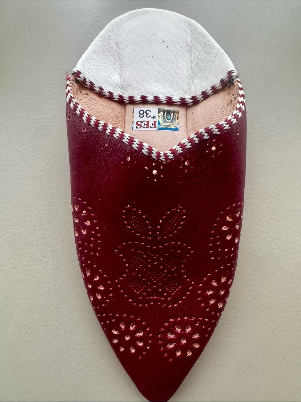 Moroccan women’s Leather slides slip ons Shoes Burgundy 38 7
